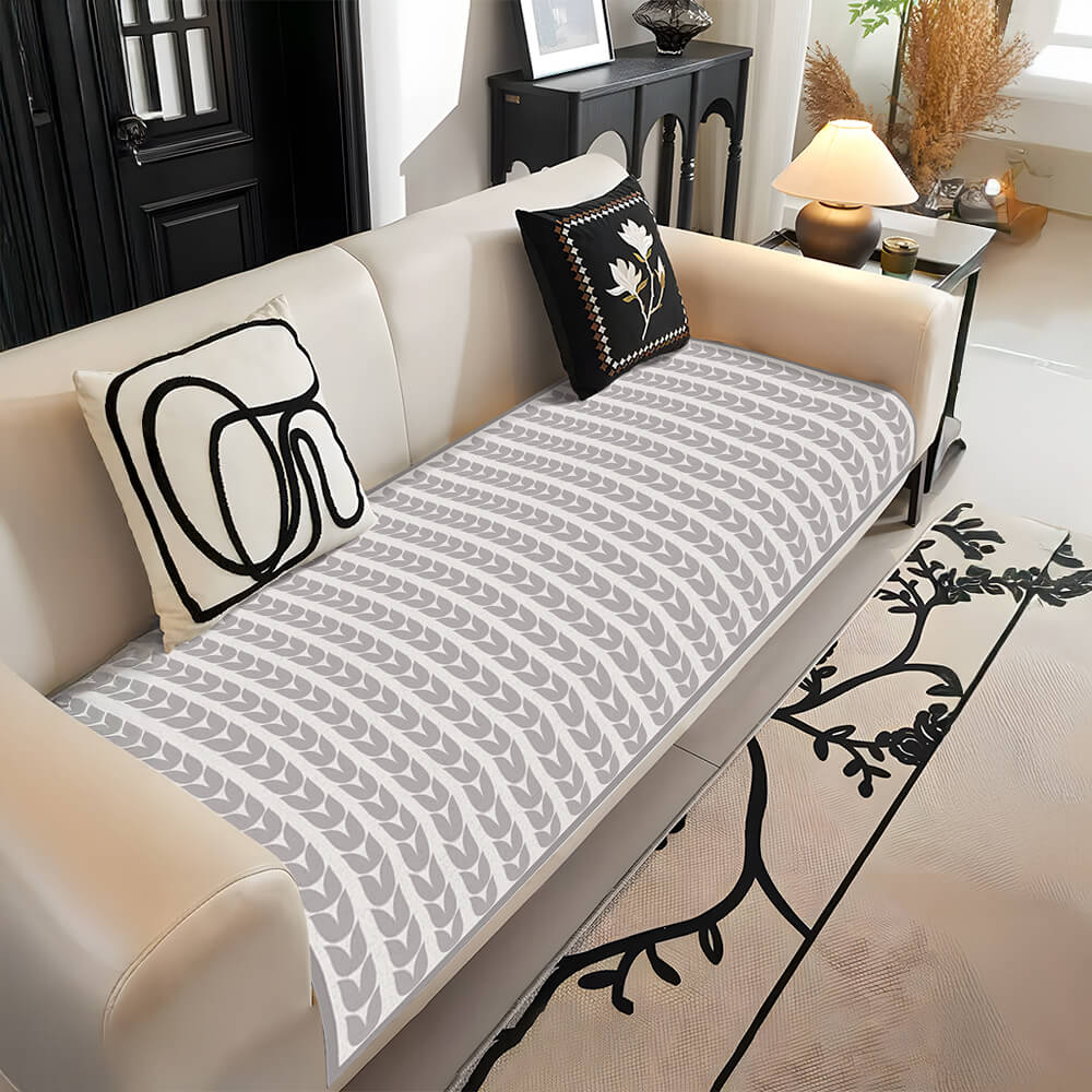 Soft Plush Non Slip Sofa Cover Natural Wheat Design