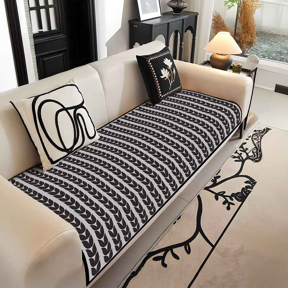 Soft Plush Non Slip Sofa Cover Natural Wheat Design