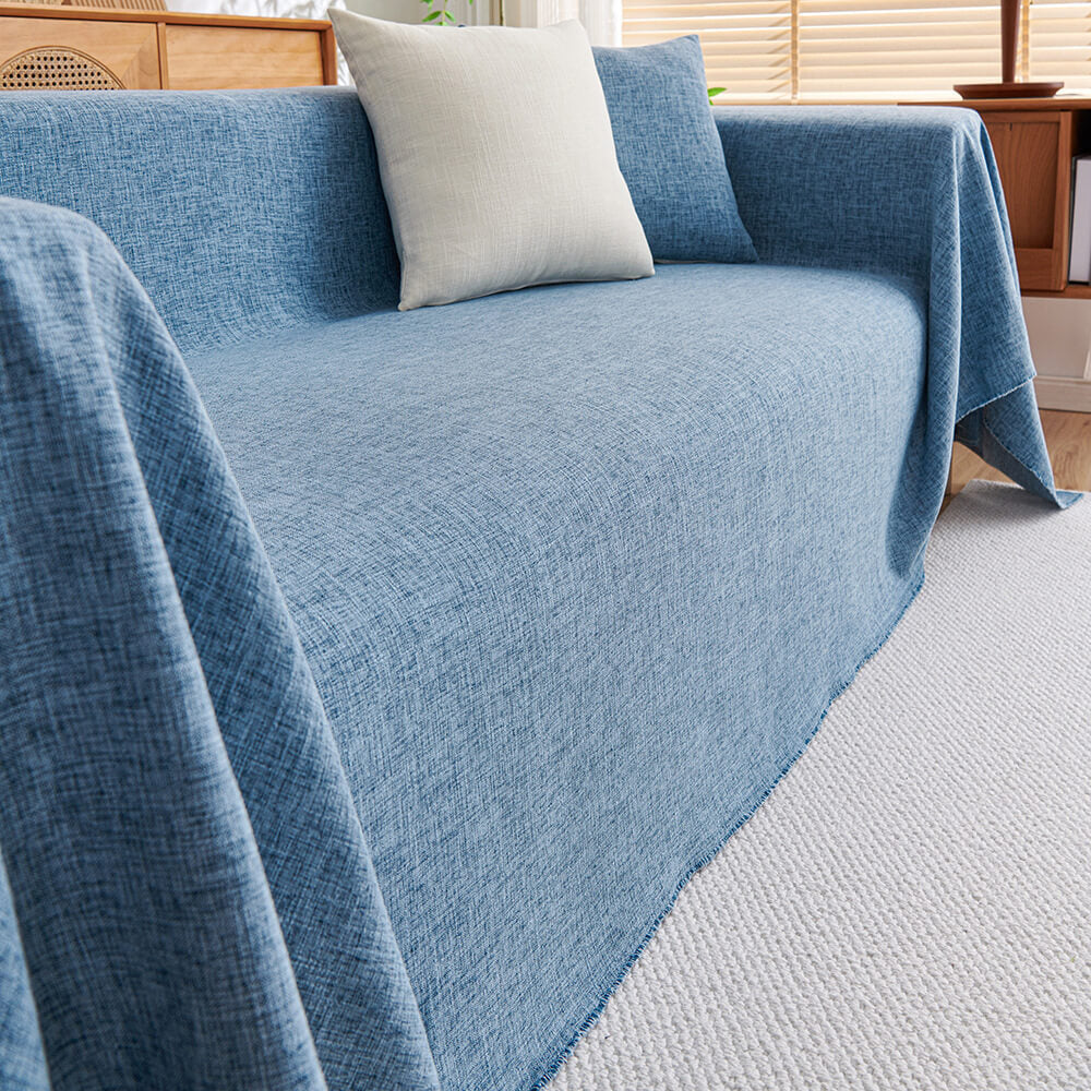Simple Natural Fiber Fringed Sofa Slipcover Large Size