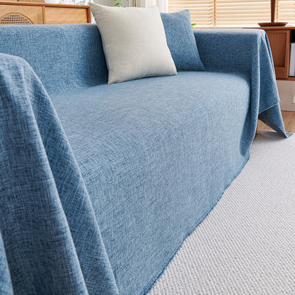 Simple Natural Fiber Fringed Sofa Slipcover Large Size