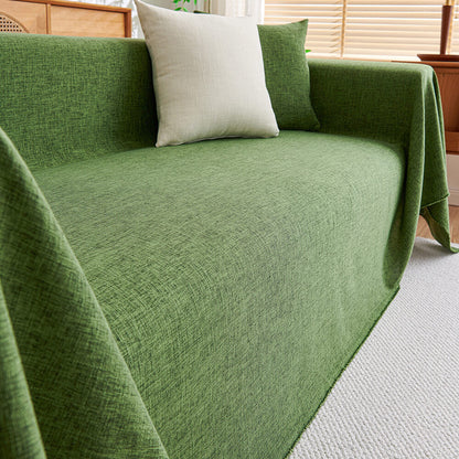 Simple Natural Fiber Fringed Sofa Slipcover Large Size
