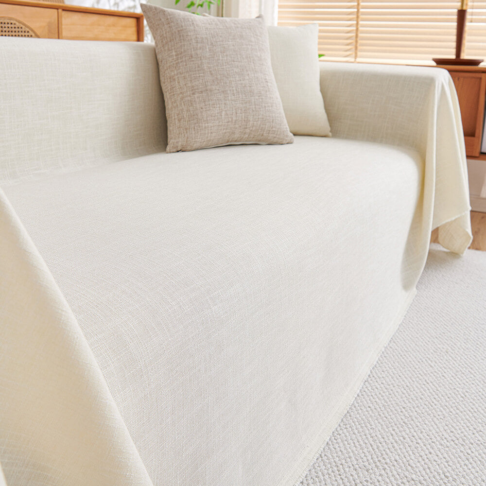 Simple Natural Fiber Fringed Sofa Slipcover Large Size