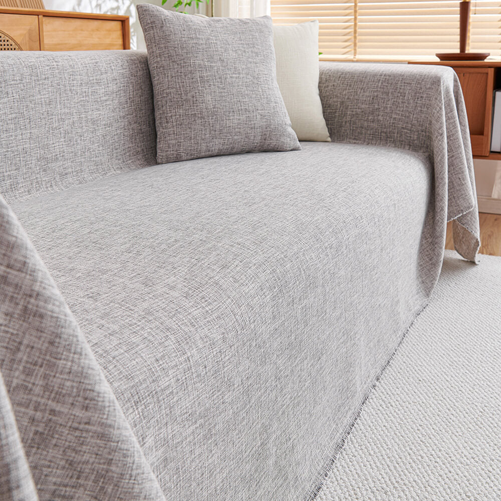 Simple Natural Fiber Fringed Sofa Slipcover Large Size - Lusomart