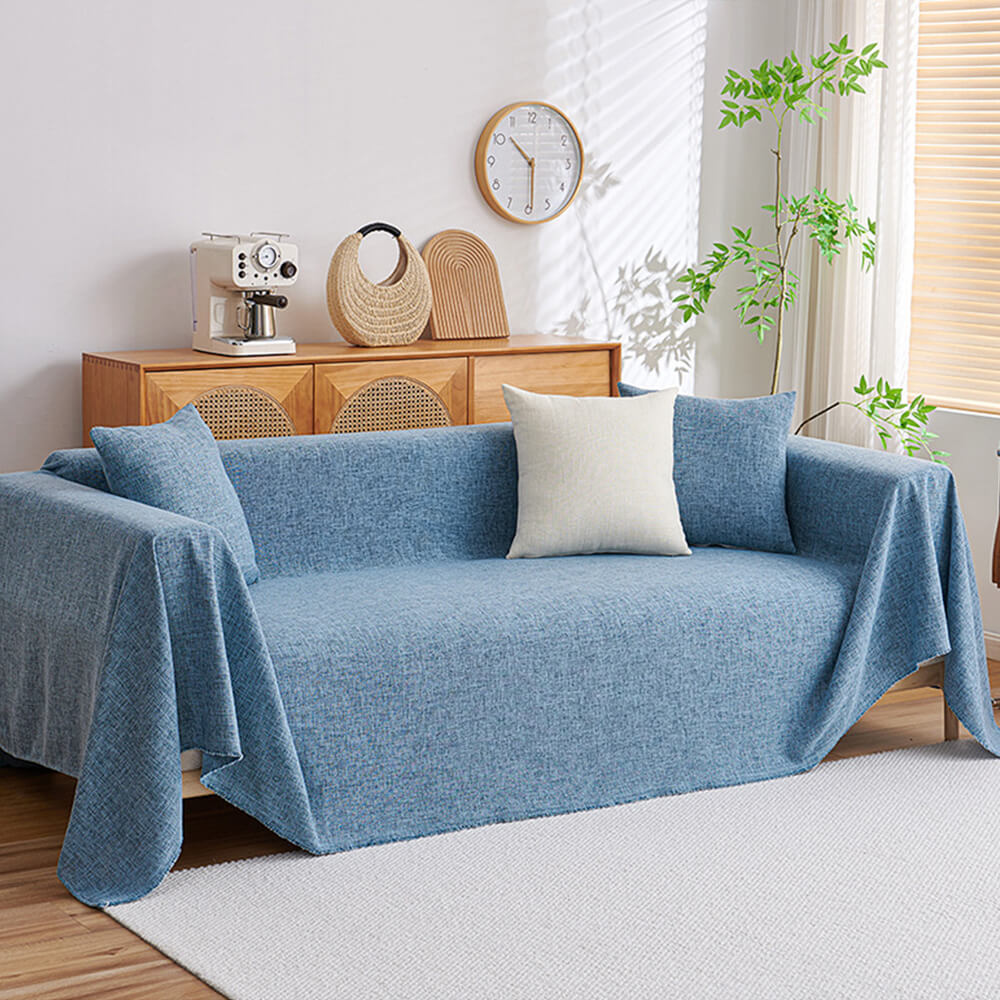 Simple Natural Fiber Fringed Sofa Slipcover Large Size