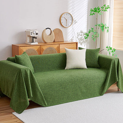 Simple Natural Fiber Fringed Sofa Slipcover Large Size
