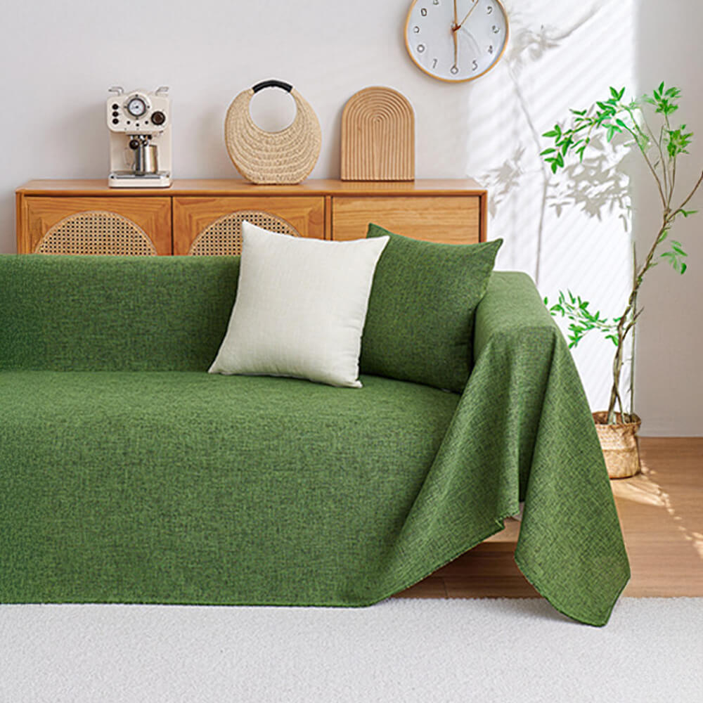 Simple Natural Fiber Fringed Sofa Slipcover Large Size