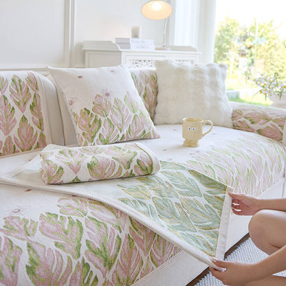 Soft Floral Pattern Sofa Slipcover