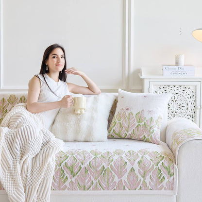 Soft Floral Pattern Sofa Slipcover
