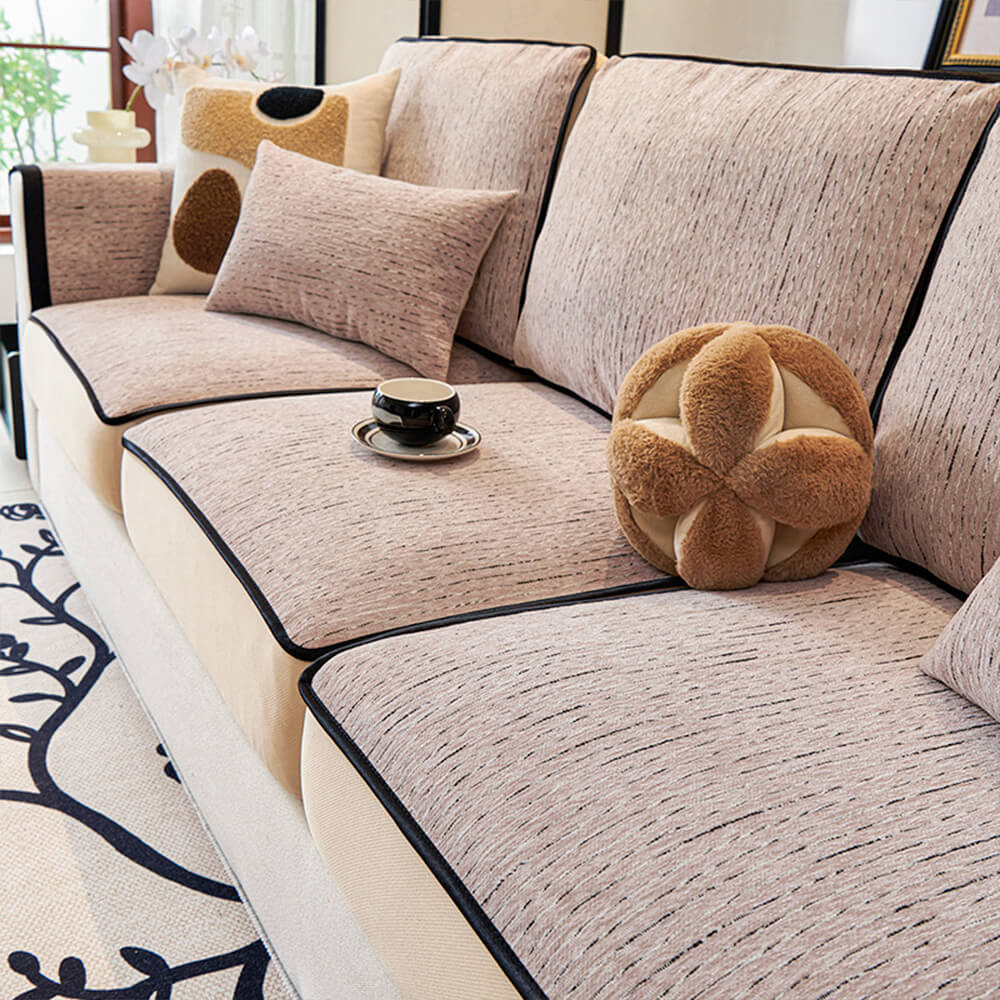 Plush Fitted Elastic Sofa Slipcover - Comfortable Long Lasting