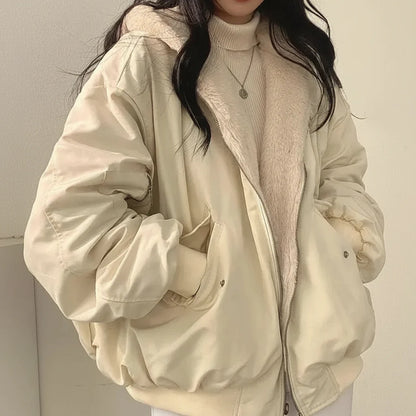 Warm Faux Fur Lined Women's Parka Zip Coat - Lusomart