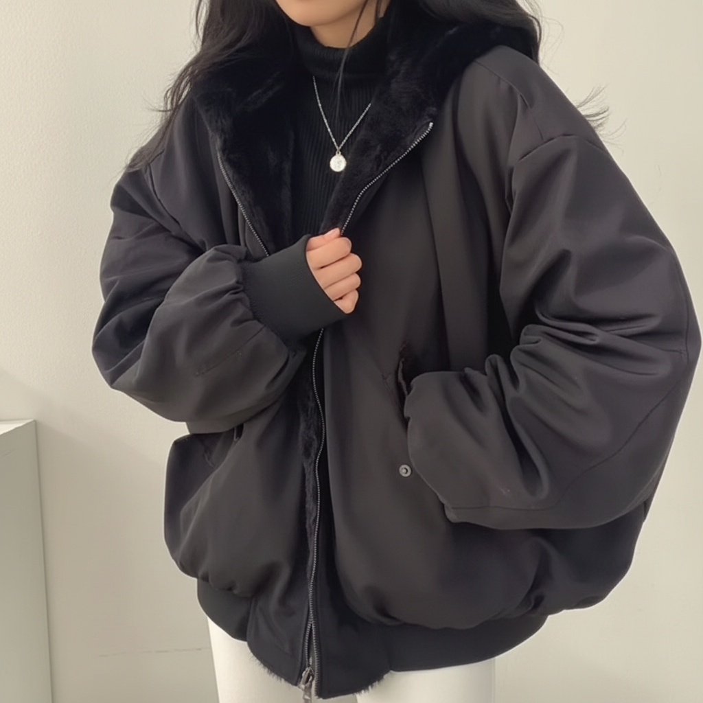 Warm Faux Fur Lined Women's Parka Zip Coat