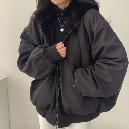 Warm Faux Fur Lined Women's Parka Zip Coat