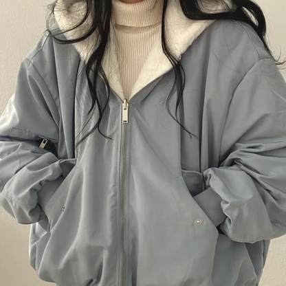 Warm Faux Fur Lined Women's Parka Zip Coat