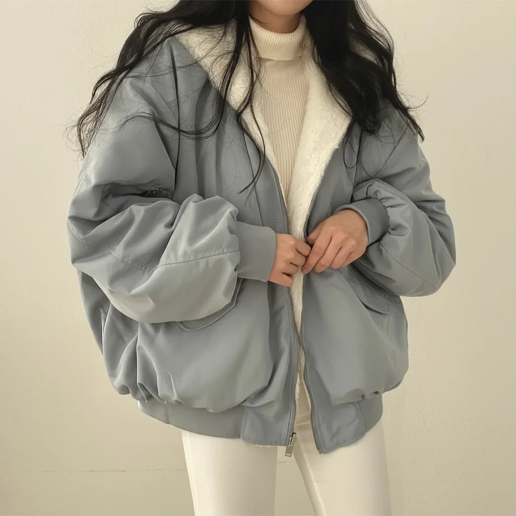 Warm Faux Fur Lined Women's Parka Zip Coat