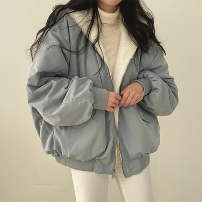 Warm Faux Fur Lined Women's Parka Zip Coat