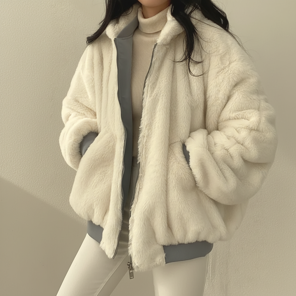 Warm Faux Fur Lined Women's Parka Zip Coat