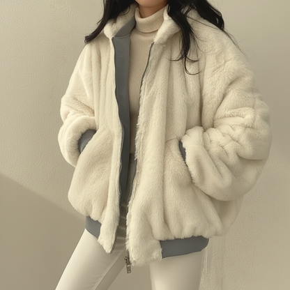Warm Faux Fur Lined Women's Parka Zip Coat