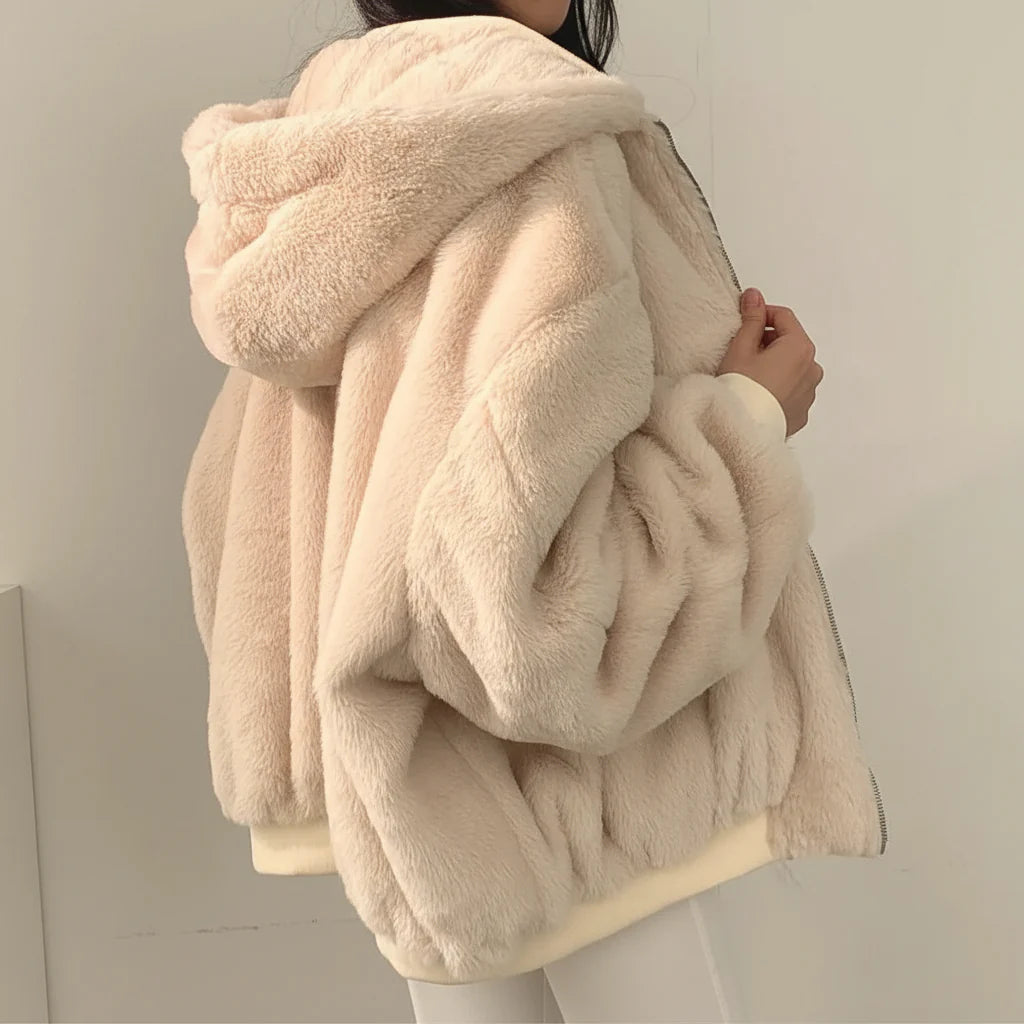Warm Faux Fur Lined Women's Parka Zip Coat
