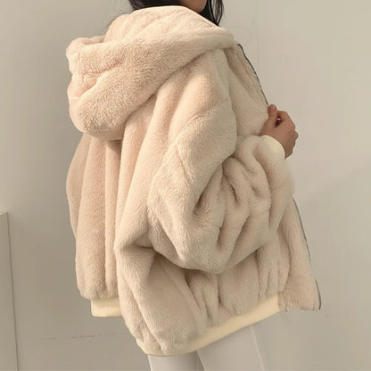 Warm Faux Fur Lined Women's Parka Zip Coat