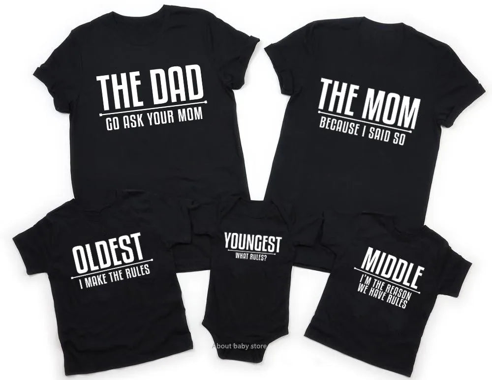 FamilyMatch™ – Matching T-Shirts with Text – Family Outfit Set 1