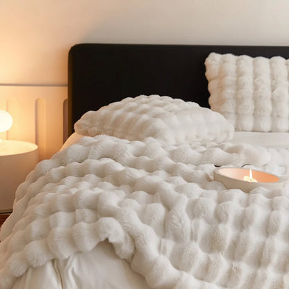 Plush Faux Fur Soft Blanket for Sofa Bed