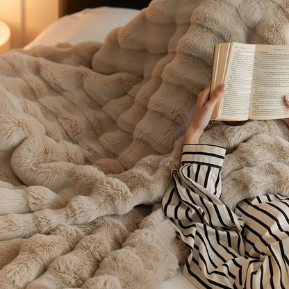 Plush Faux Fur Soft Blanket for Sofa Bed