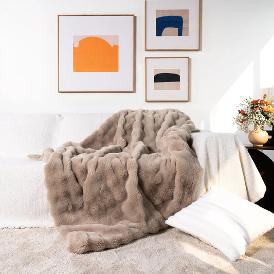 Plush Faux Fur Soft Blanket for Sofa Bed - Lusomart