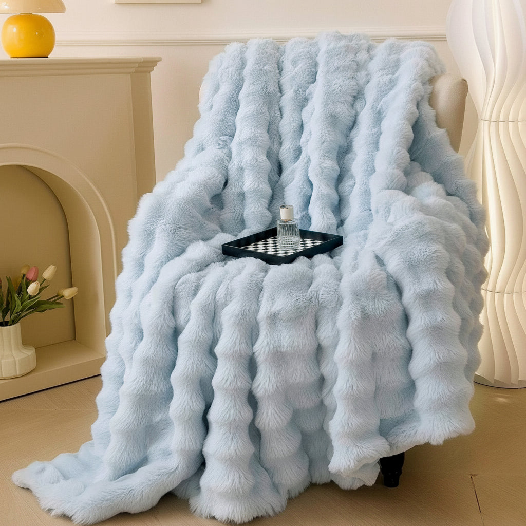 Plush Faux Fur Soft Blanket for Sofa Bed