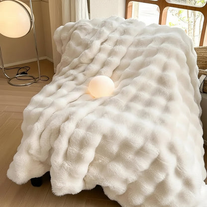 Plush Faux Fur Soft Blanket for Sofa Bed