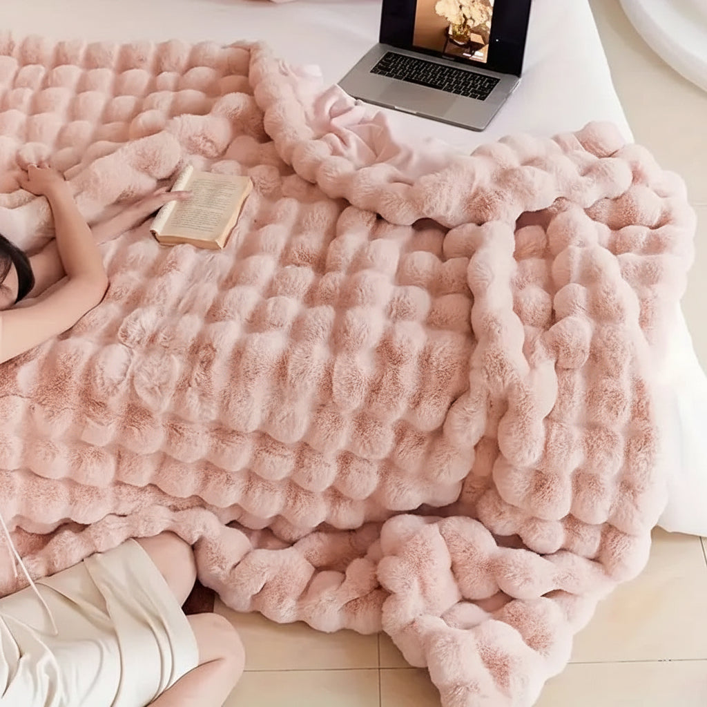 Plush Faux Fur Soft Blanket for Sofa Bed