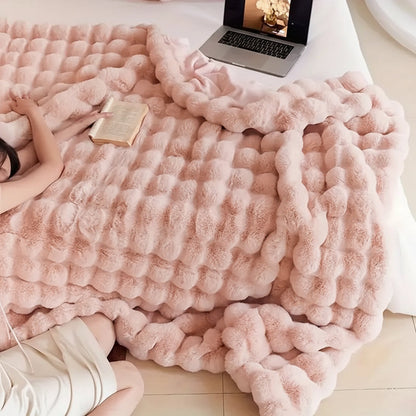 Plush Faux Fur Soft Blanket for Sofa Bed