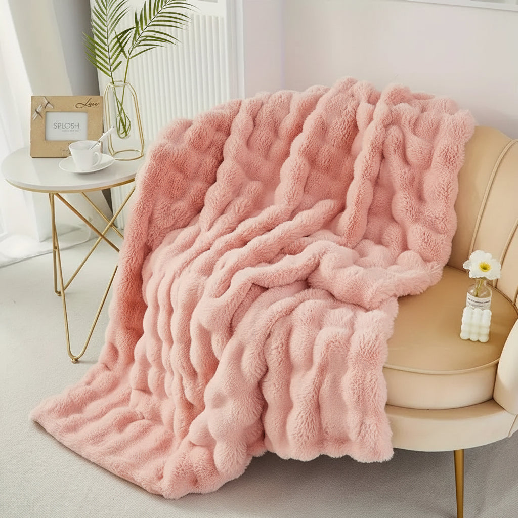Plush Faux Fur Soft Blanket for Sofa Bed