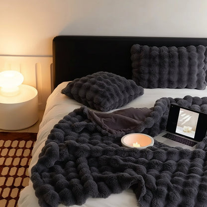 Plush Faux Fur Soft Blanket for Sofa Bed