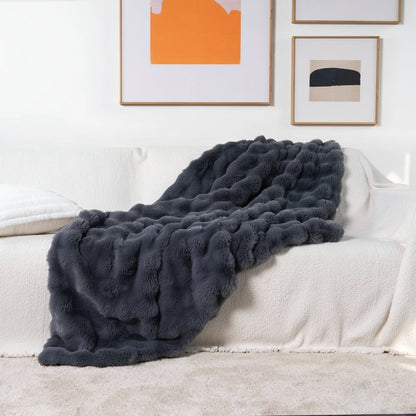 Plush Faux Fur Soft Blanket for Sofa Bed