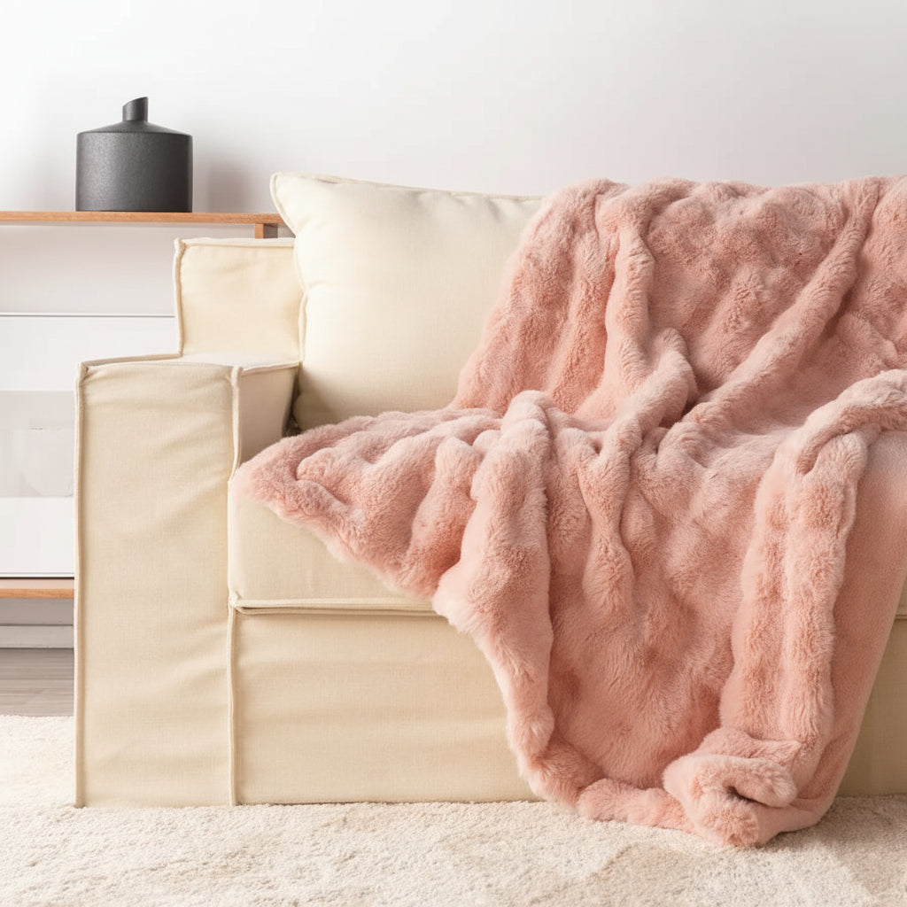 Plush Faux Fur Soft Blanket for Sofa Bed