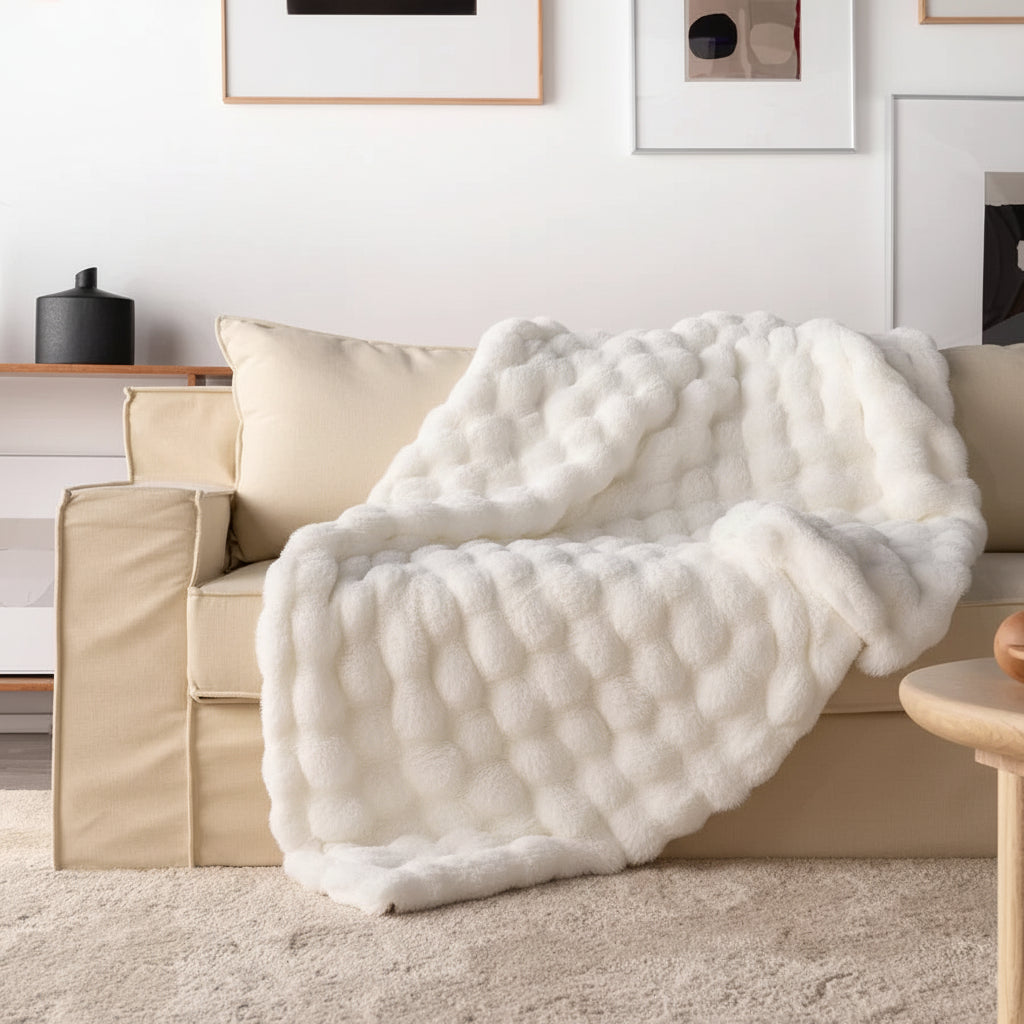 Plush Faux Fur Soft Blanket for Sofa Bed