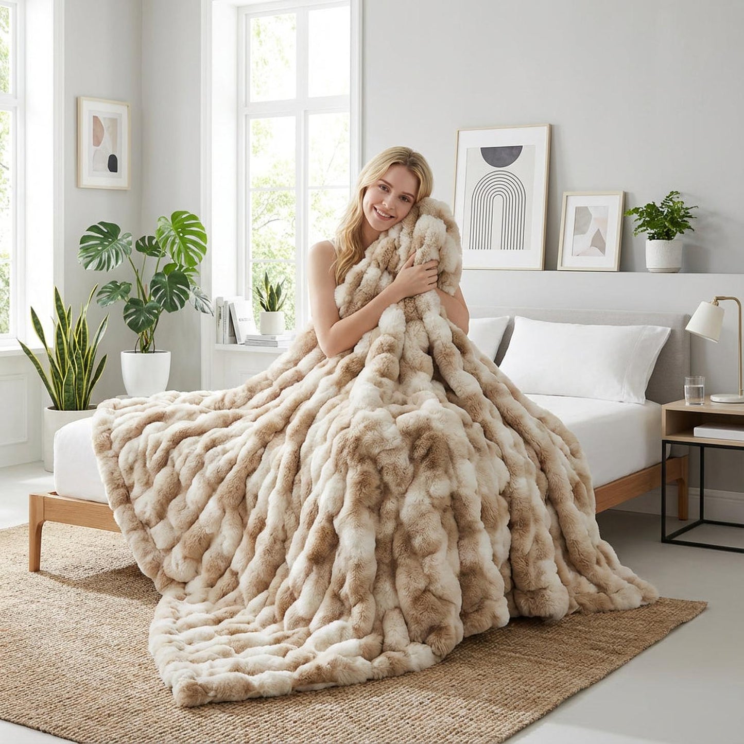 Soft Plush Rabbit Fleece Throw Blanket