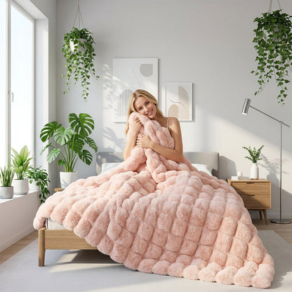 Soft Plush Rabbit Fleece Throw Blanket