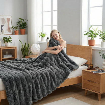 Soft Plush Rabbit Fleece Throw Blanket