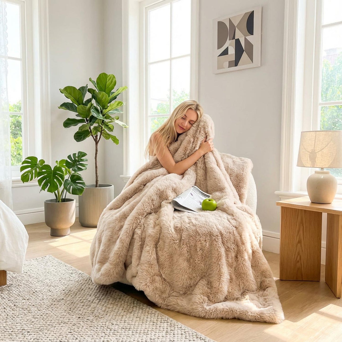 Soft Plush Rabbit Fleece Throw Blanket