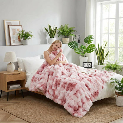 Soft Plush Rabbit Fleece Throw Blanket