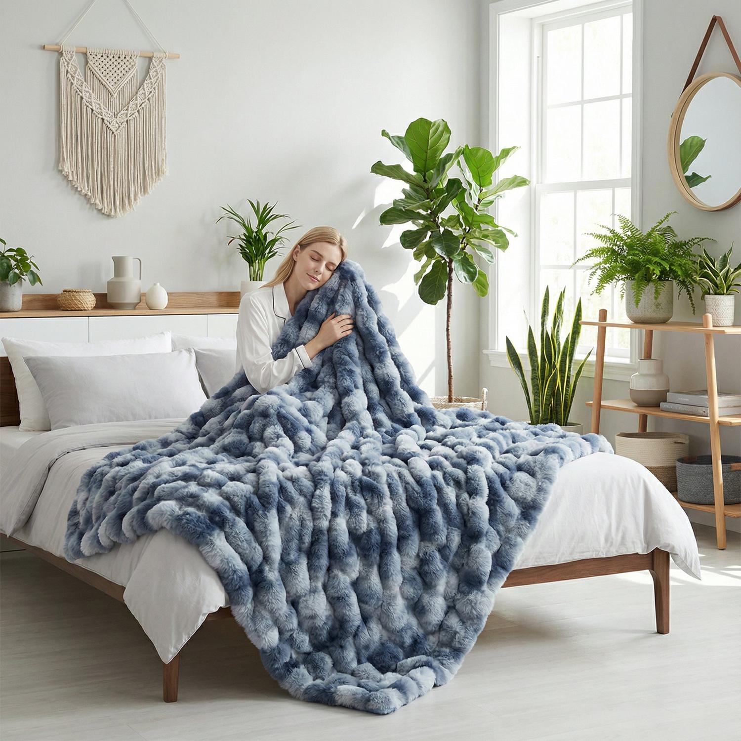 Soft Plush Rabbit Fleece Throw Blanket - Lusomart