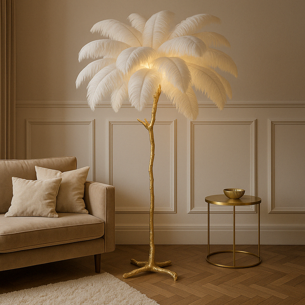 Tall Luxurious Feather Floor Lamp - Lusomart