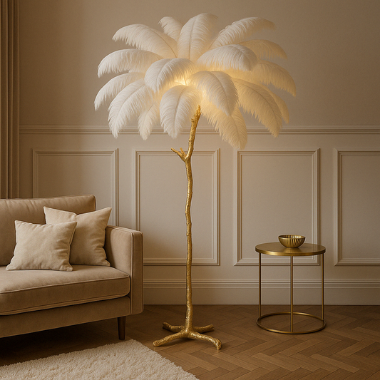 Tall Luxurious Feather Floor Lamp - Lusomart