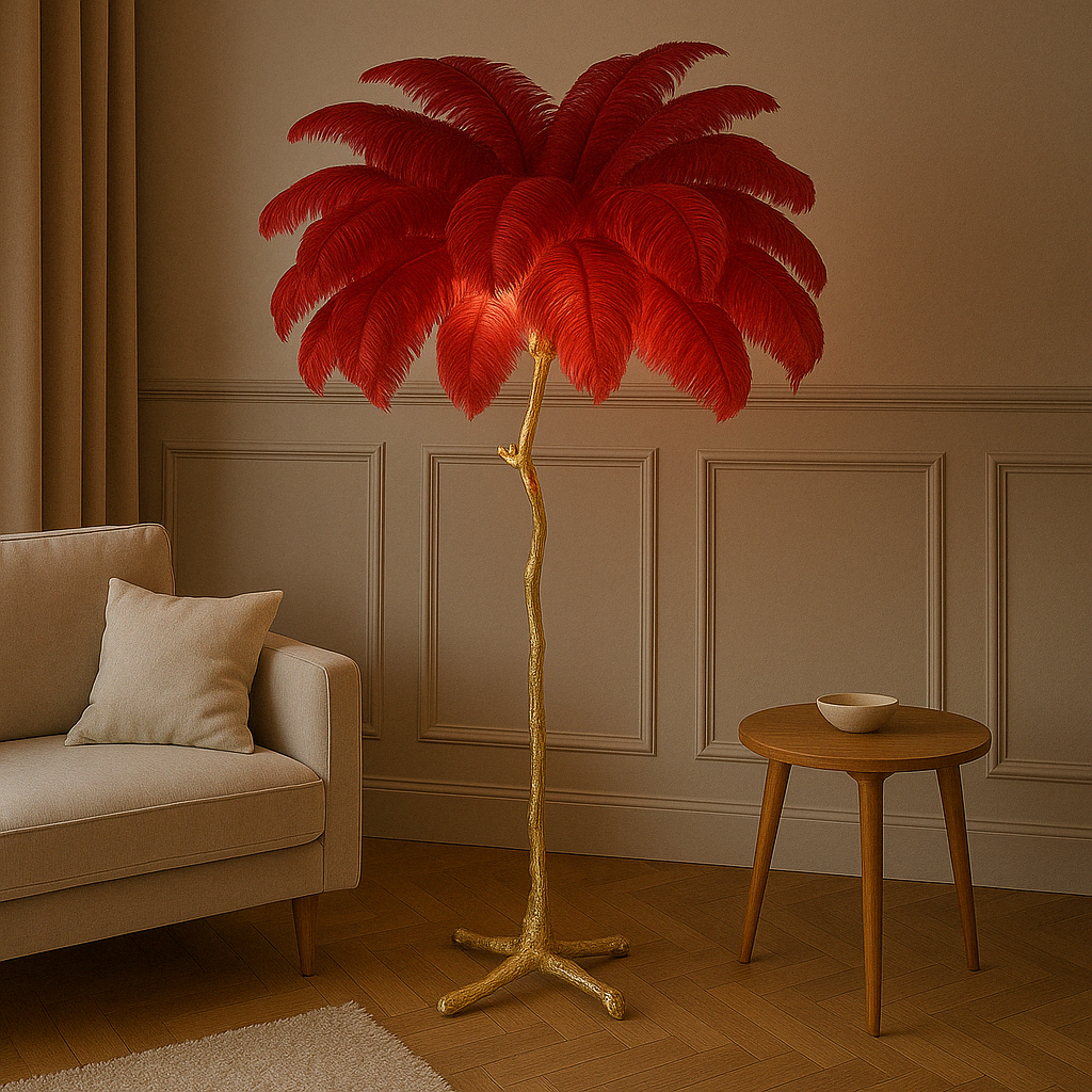 FeatherGlow | Modern Elegant Ostrich Feather Standing Floor Lamp 1