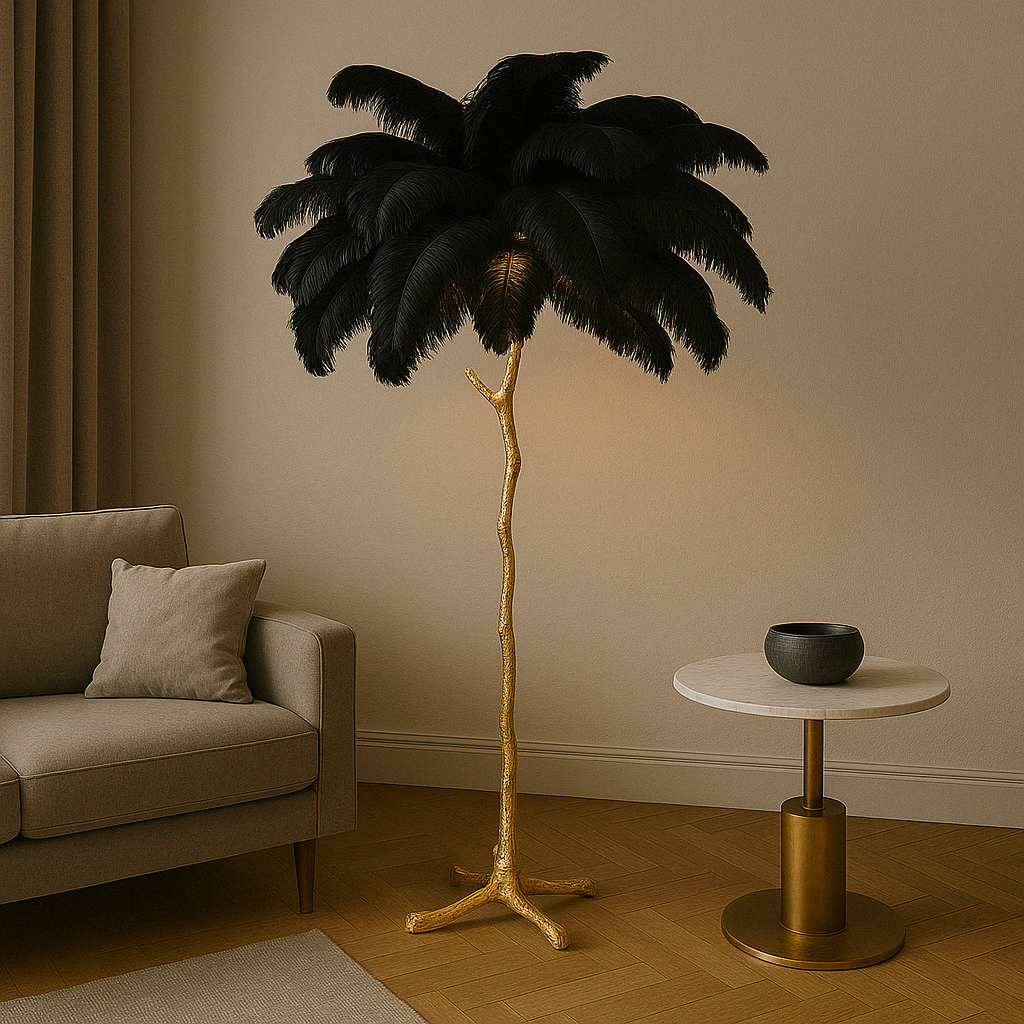 FeatherGlow | Modern Elegant Ostrich Feather Standing Floor Lamp 3