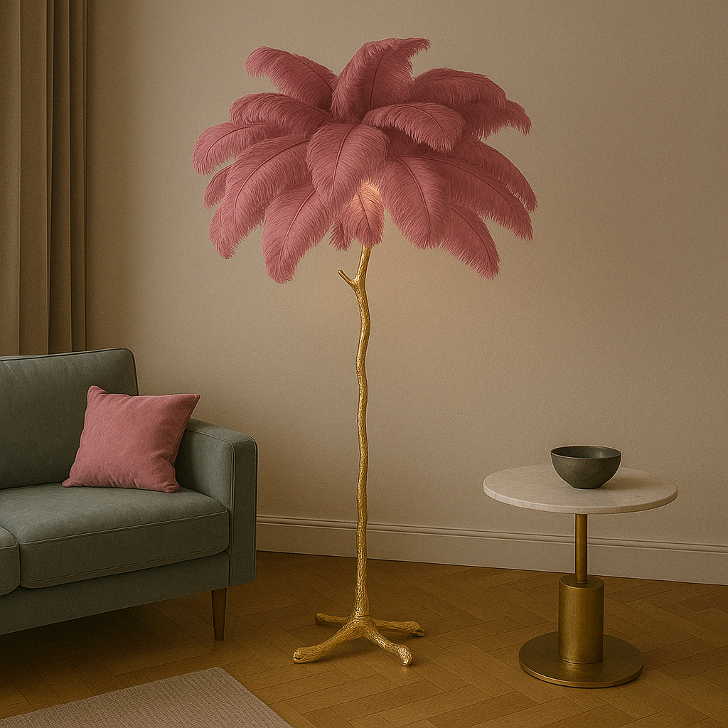 FeatherGlow | Modern Elegant Ostrich Feather Standing Floor Lamp 5