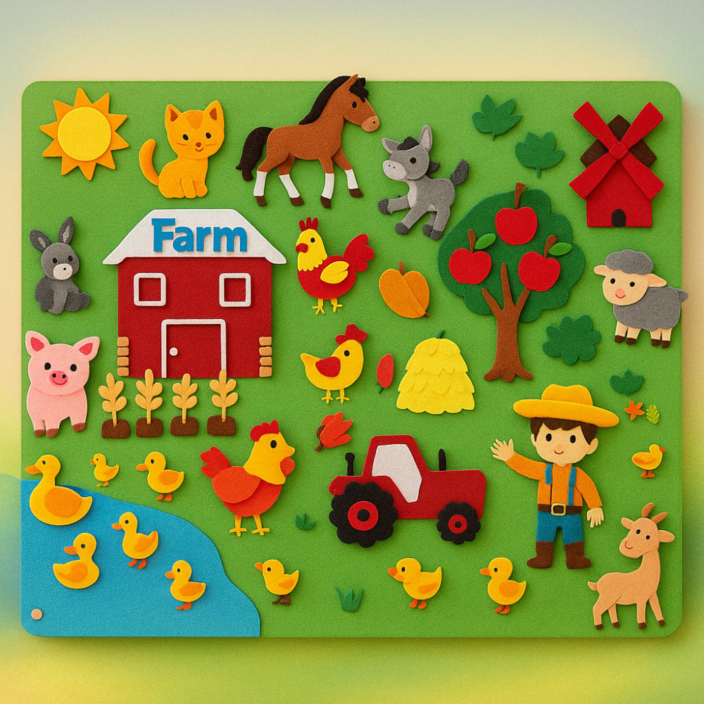 Colorful Educational Kids Felt Learning Wall Display