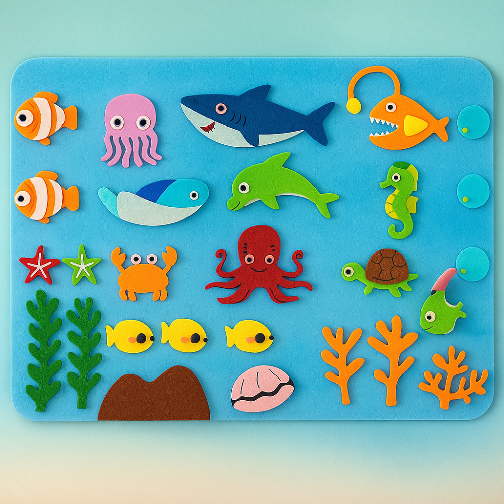 Colorful Educational Kids Felt Learning Wall Display