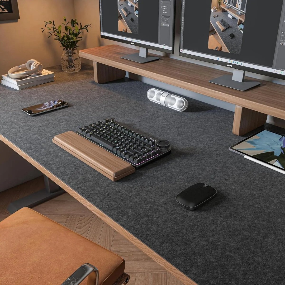 FeltGuard | Elegant Non-Slip Wool Desk Pad and Keyboard Mat Protector 7